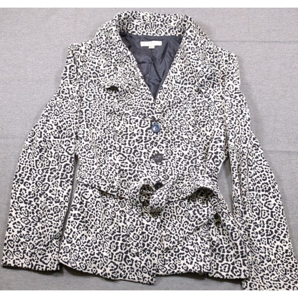 Susan Bristol Animal Print Mob Wife‎ Blazer Womens Size L Career Belted Jacket